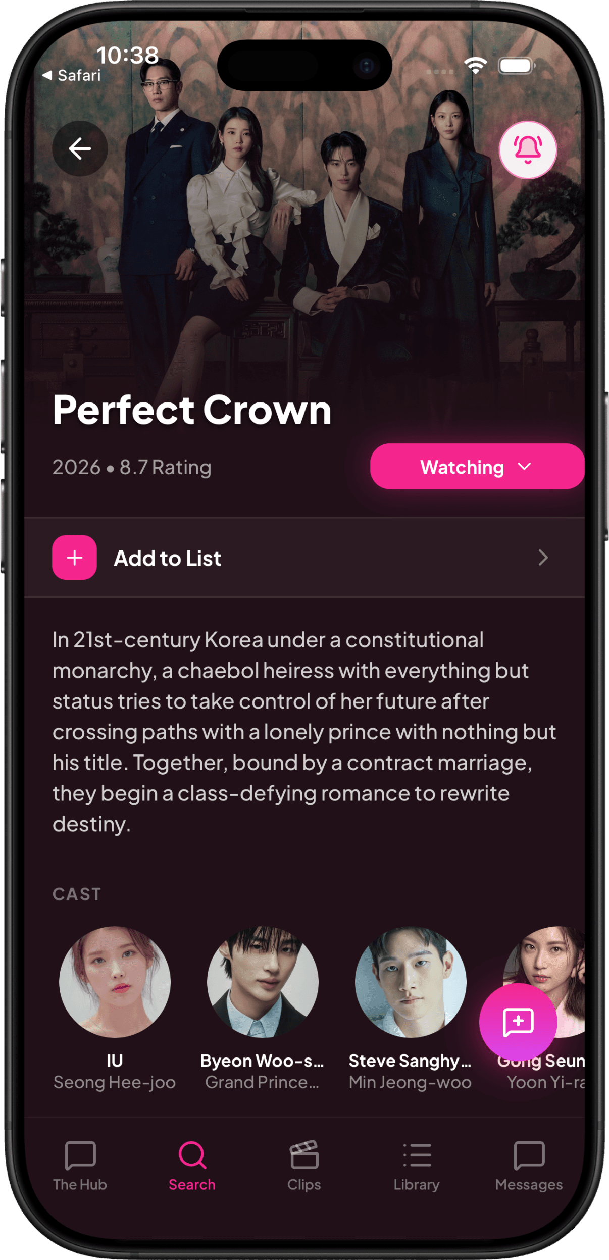 KDrama FanClub drama detail screen